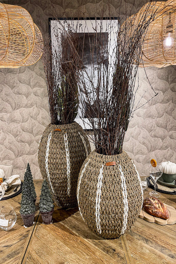 Riviéra Maison Geflecht-Vasen mit weißen Streifen