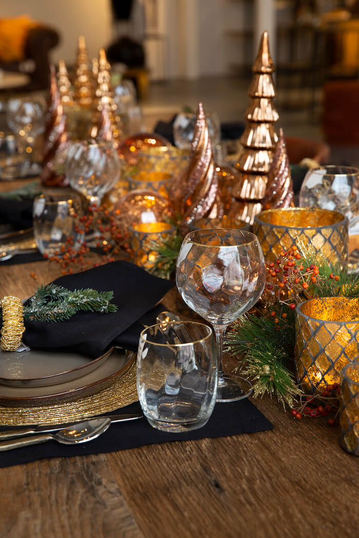 Flamant weihnachtliche Tischdekoration in Grün und Gold