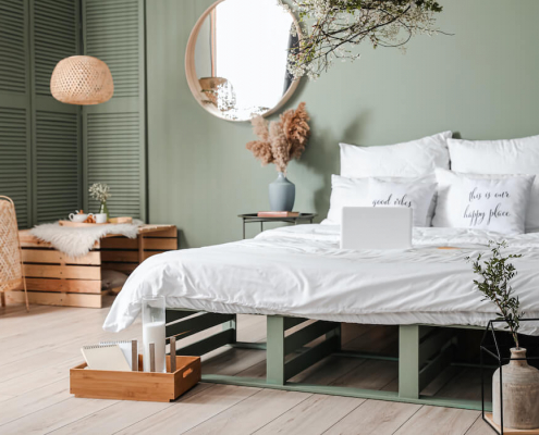 Schlafzimmer einrichten modern mit grün