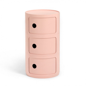 Kartell Componibili runder kleiner Schrank in der Pastellfarbe rosa