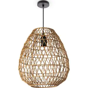 Paco Home Pendelleuchte KAGEEG, ohne Leuchtmittel, Korb Hängeleuchte Rattan Optik Boho Esszimmerlampe E27 Skandi